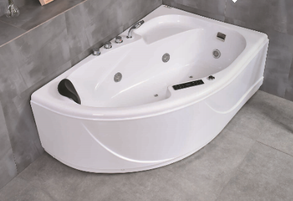 Baignoire balnéo d'angle asymétrique en acrylique blanc - WA6018M