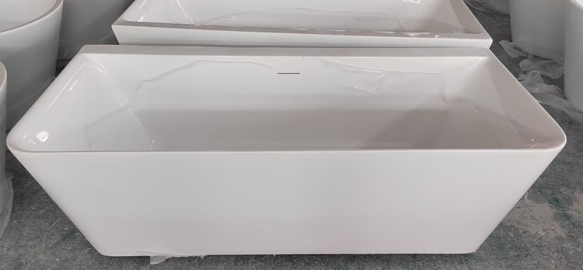 Baignoire îlot rectangulaire en acrylique blanc brillant – WA5004