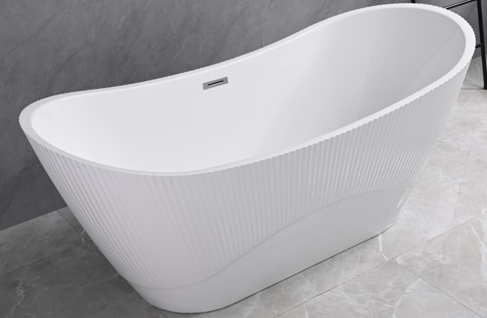 Baignoire îlot acrylique cannelée blanche - WA5023 Stripe