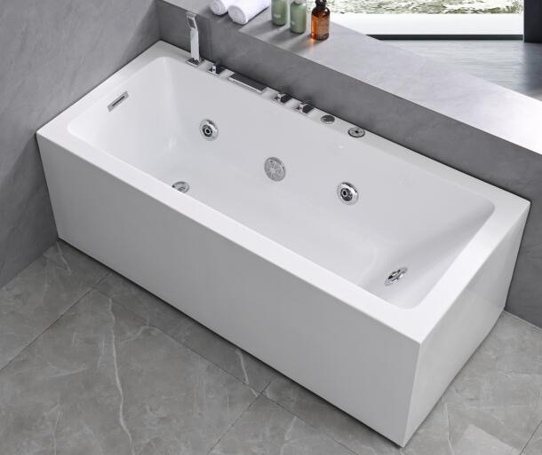 Baignoire balnéo rectangulaire en acrylique blanc – WA5020