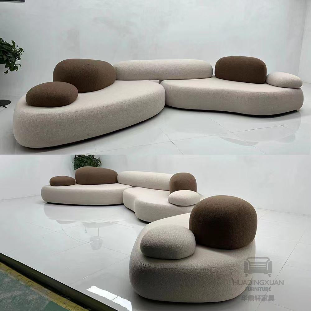 Canapé modulaire en tissu bouclé aux formes galets – Cloud Modular
