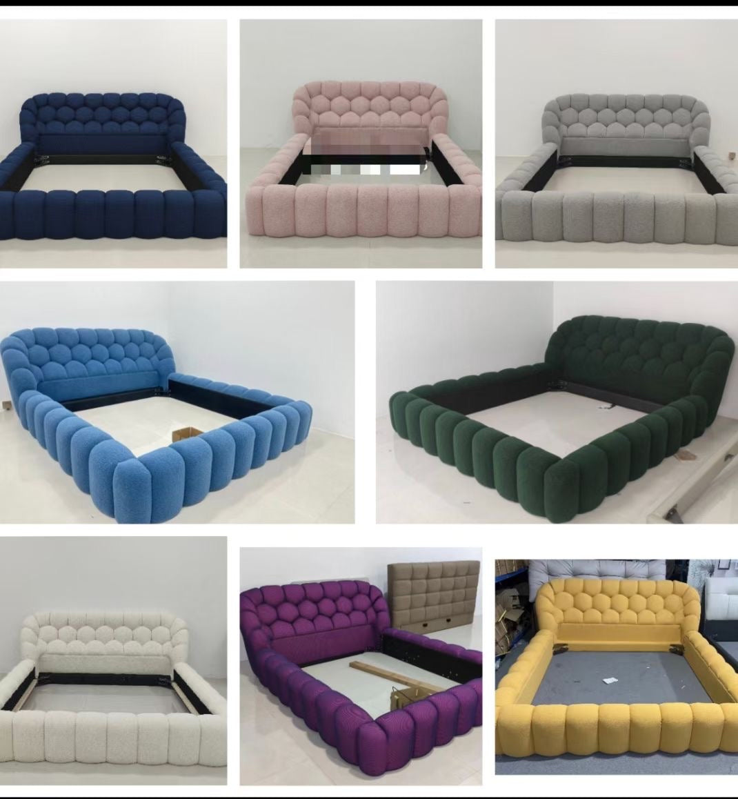 Lit design capitonné en tissu bouclette – UBBLE LUX EDITION