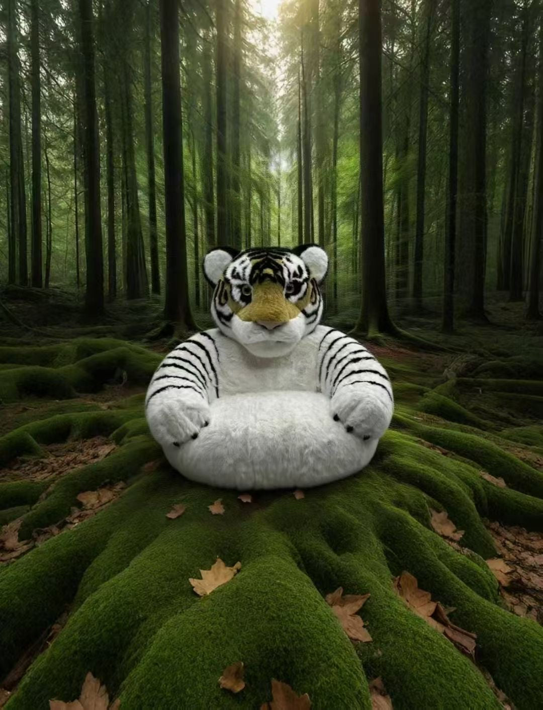 Fauteuil lounge peluche tigre blanc – Tiger Fur Edition