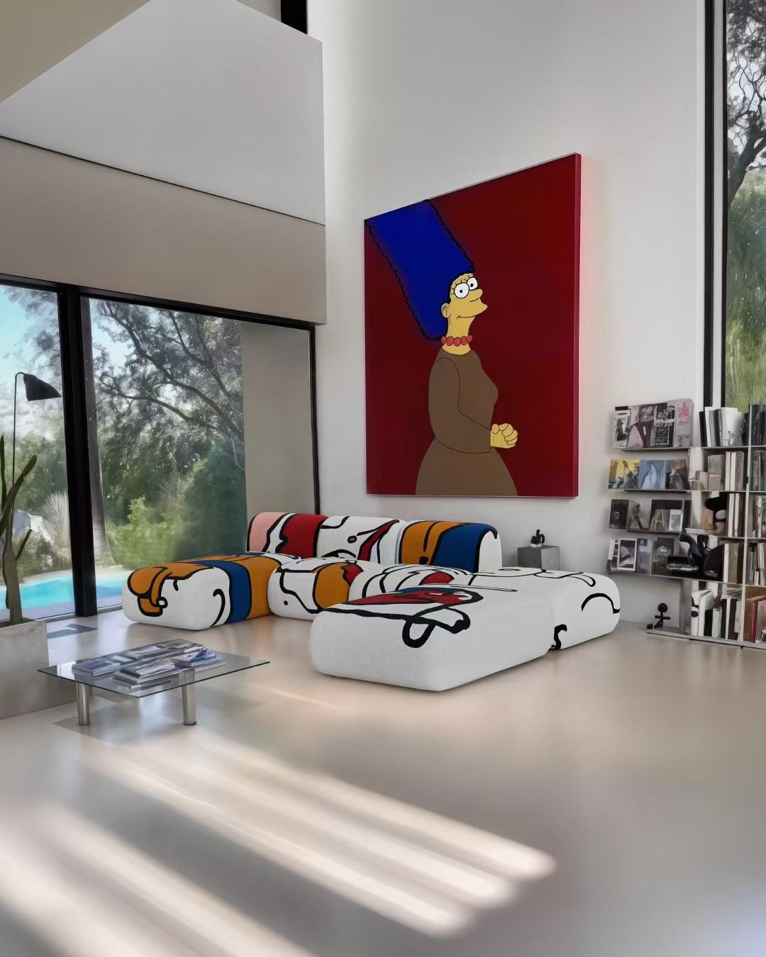 Canapé modulaire en tissu bouclé motifs pop art – Prismatic