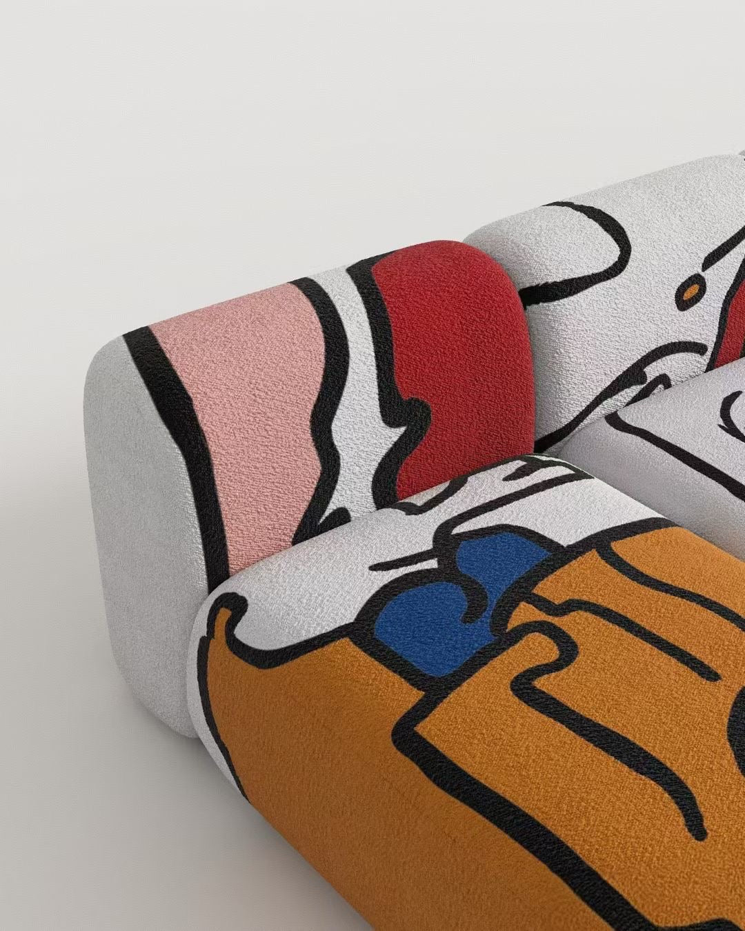 Canapé modulaire en tissu bouclé motifs pop art – Prismatic