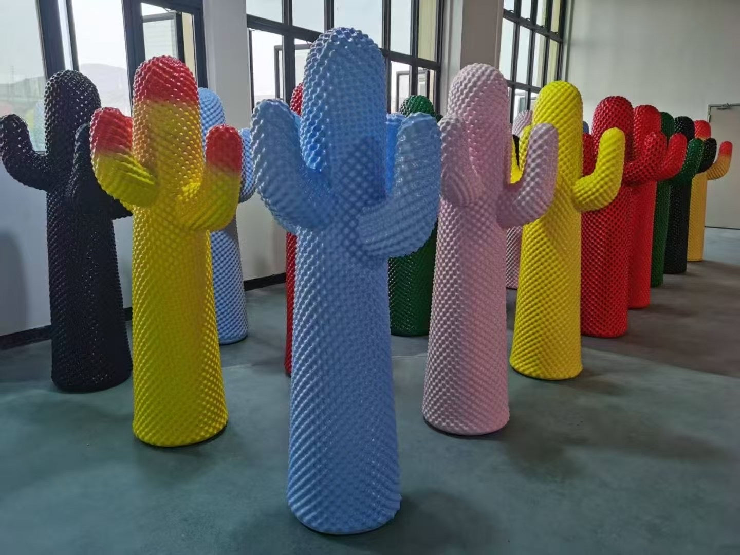 Sculpture Cactus décorative XL en résine gaufrée - Pop Art