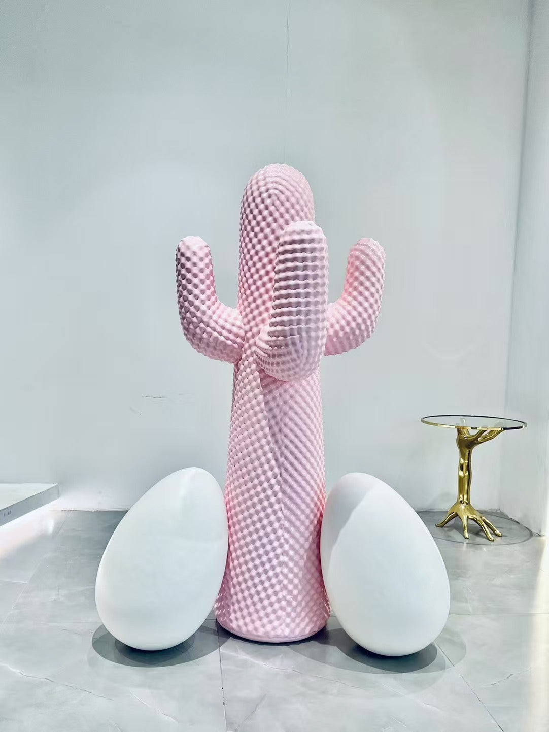 Sculpture Cactus décorative XL en résine gaufrée - Pop Art