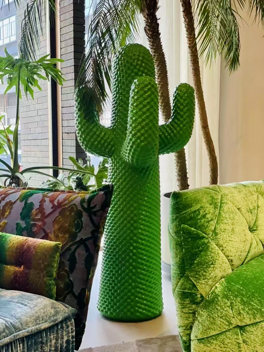 Sculpture Cactus décorative XL en résine gaufrée - Pop Art