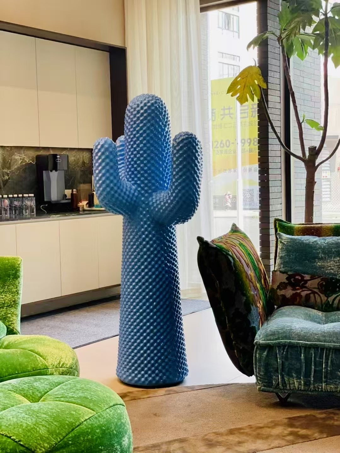 Sculpture Cactus décorative XL en résine gaufrée - Pop Art