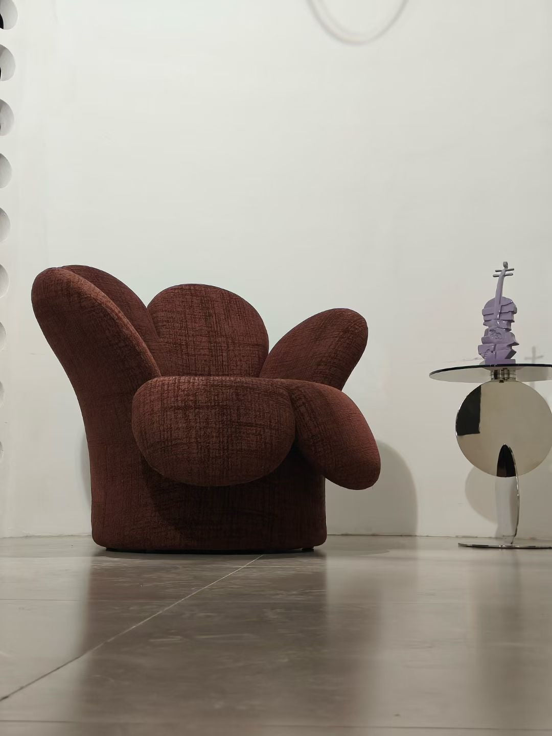Fauteuil lounge en chenille chinée terracotta – Bloom Lounge