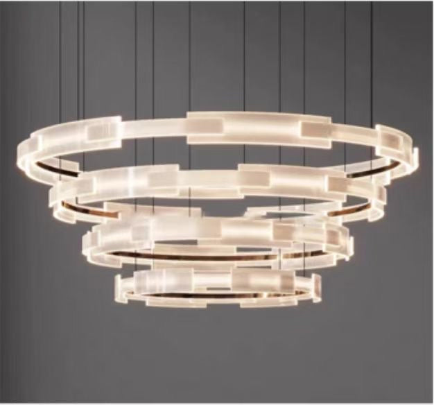 Suspension LED à anneaux superposés en acrylique – Halo Layers