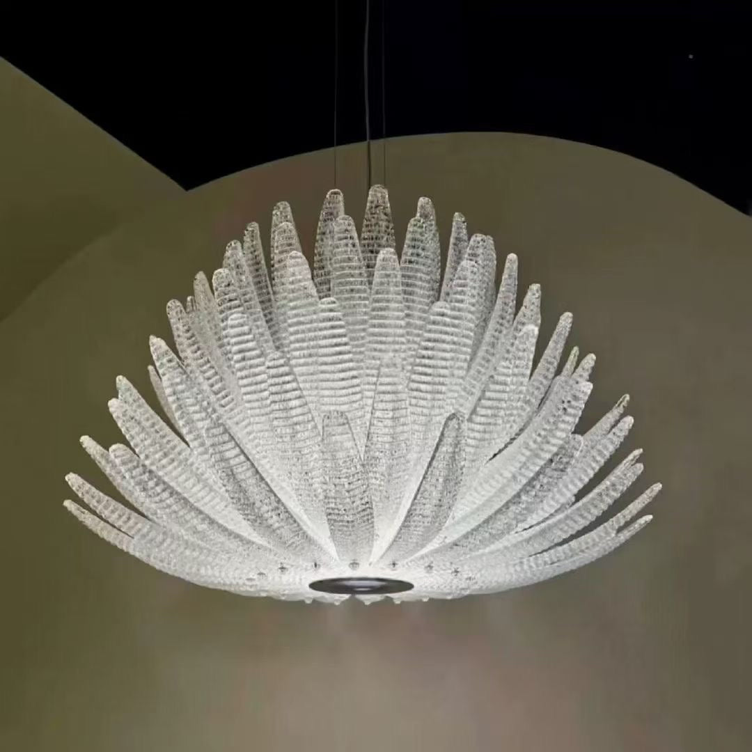 Suspension en verre cristal texturé façon corail – Bloom Crystal Lotus