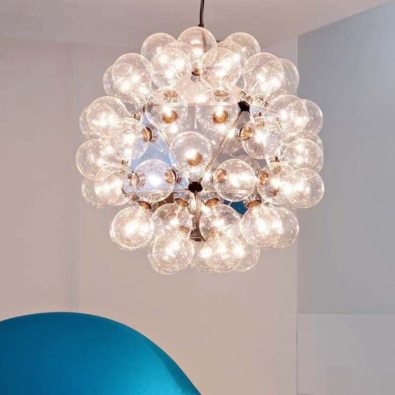 Suspension boules en verre soufflé et armature chromée – Galaxy Bubble Cluster