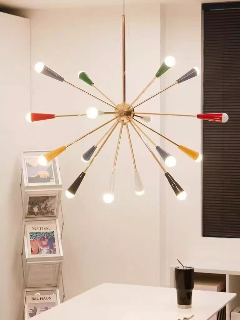 Suspension Sputnik en laiton et embouts multicolores – Atomic Pop
