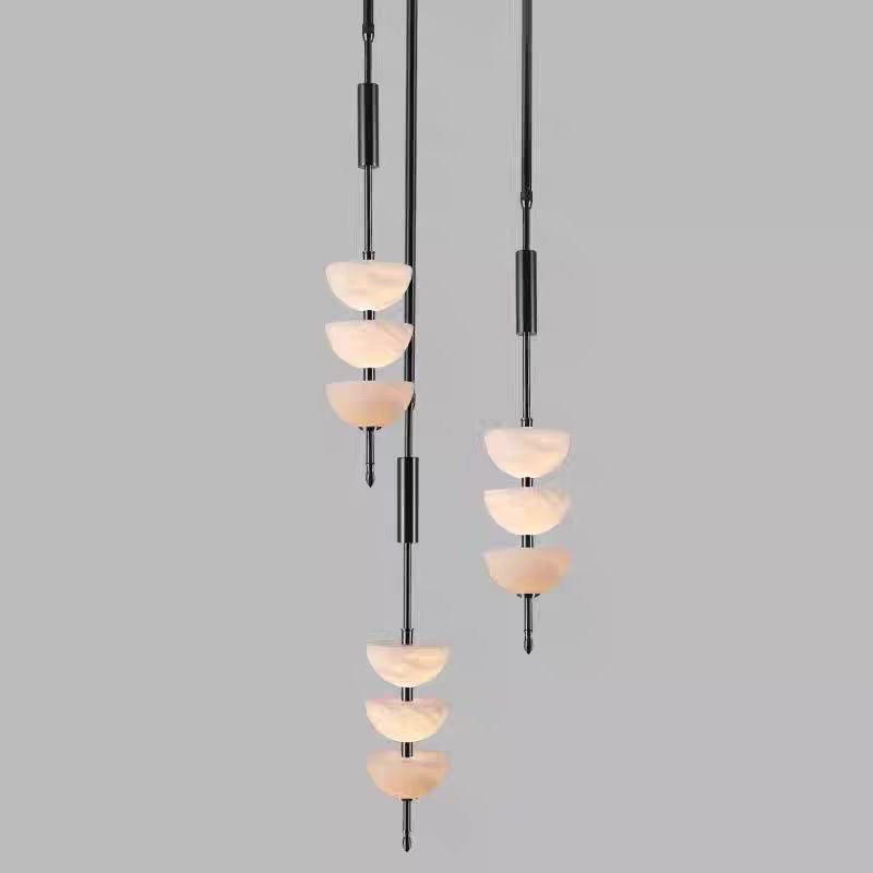 Suspension en albâtre naturel à 3 diffuseurs empilés – Luna Stack