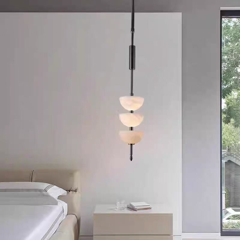 Suspension en albâtre naturel à 3 diffuseurs empilés – Luna Stack