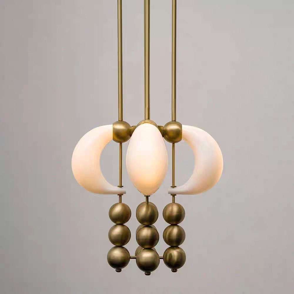 Suspension Orbit Beads en verre opalin et métal à sphères empilées