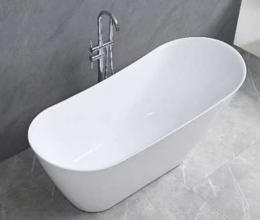 Baignoire îlot ovale en acrylique blanc – finition brillante