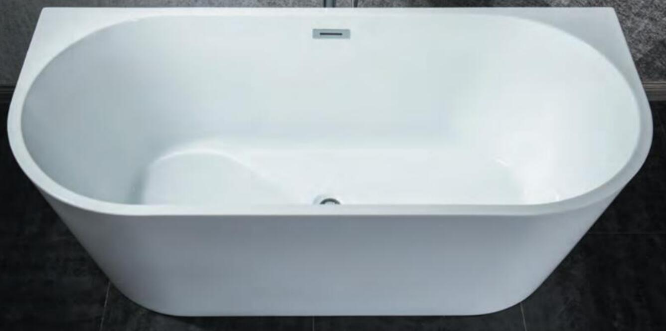 Baignoire îlot ovale en acrylique blanc, dossier ergonomique intégré – WA5028