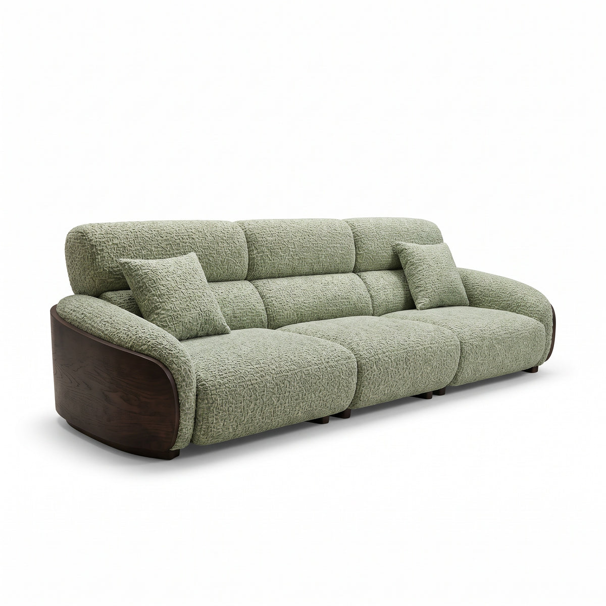 Canapé 3 Places Grand Confort S095 Tissu Texturé et Bois
