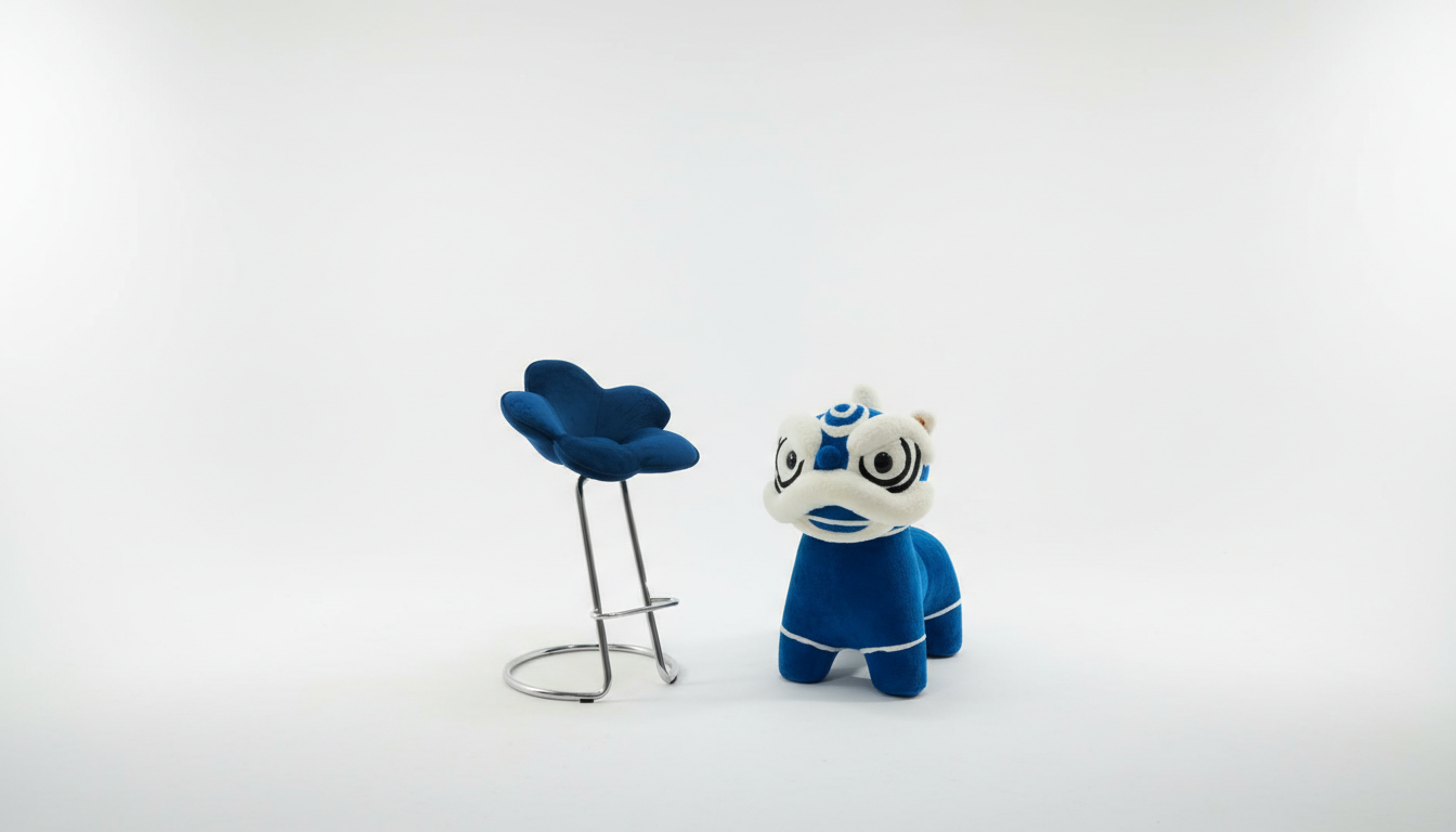Tabouret de bar en velours bleu nuit forme fleur – Fleur de Nuit