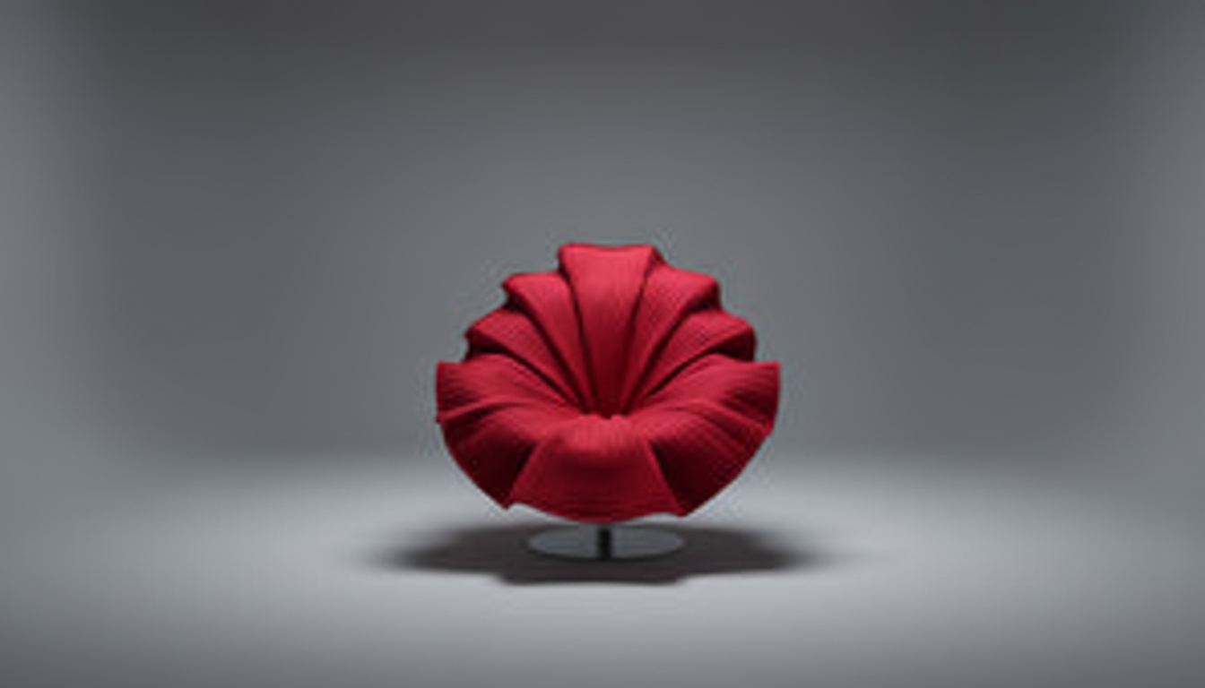 Fauteuil design pivotant en velours côtelé rouge – Fleur