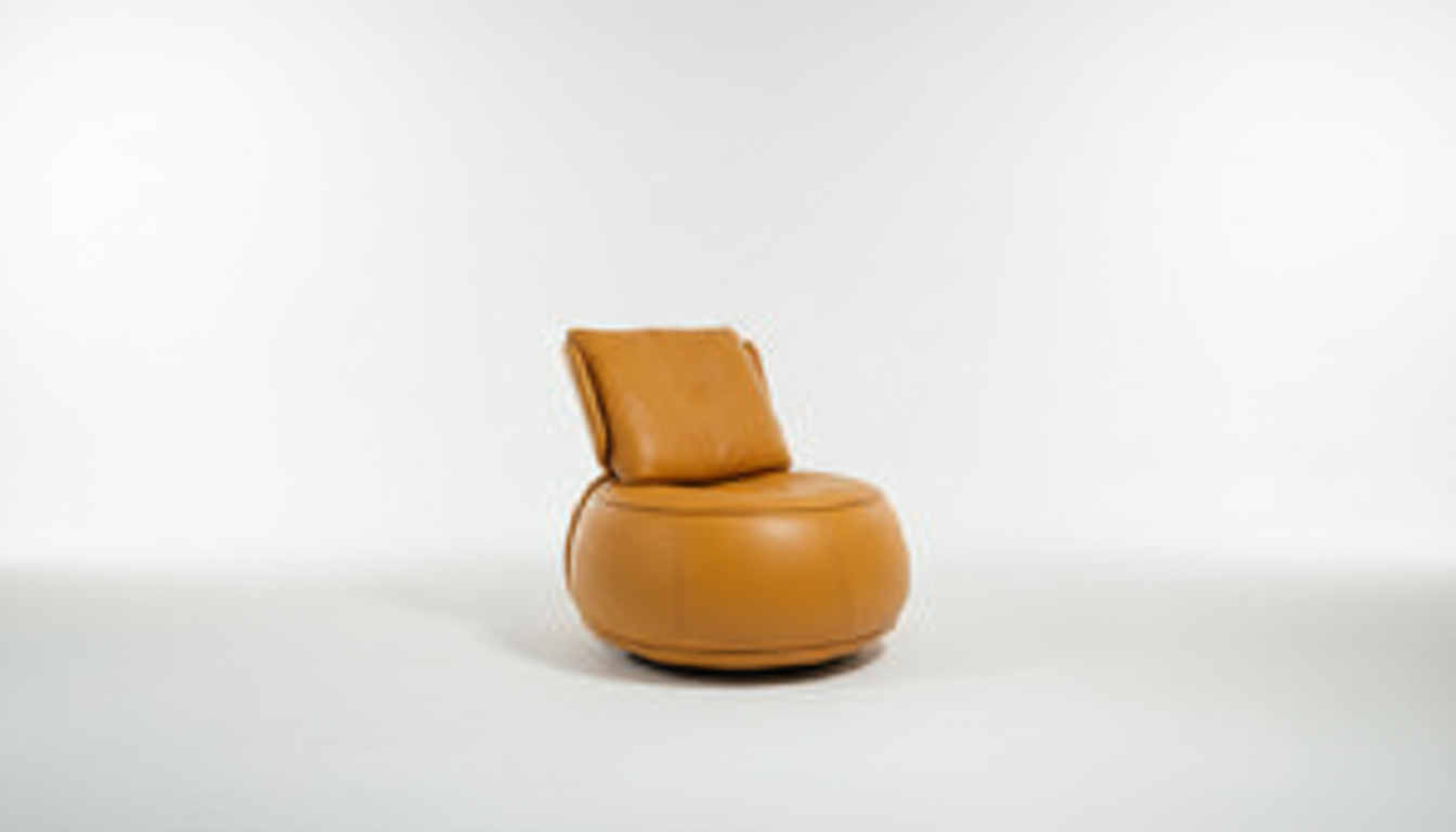 Fauteuil boule en cuir capitonné jaune moutarde à dossier inclinable – Globe