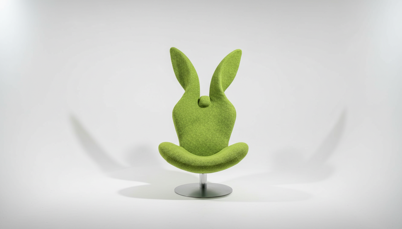 Fauteuil design pivotant en tissu bouclé vert effet gazon – Green Rabbit
