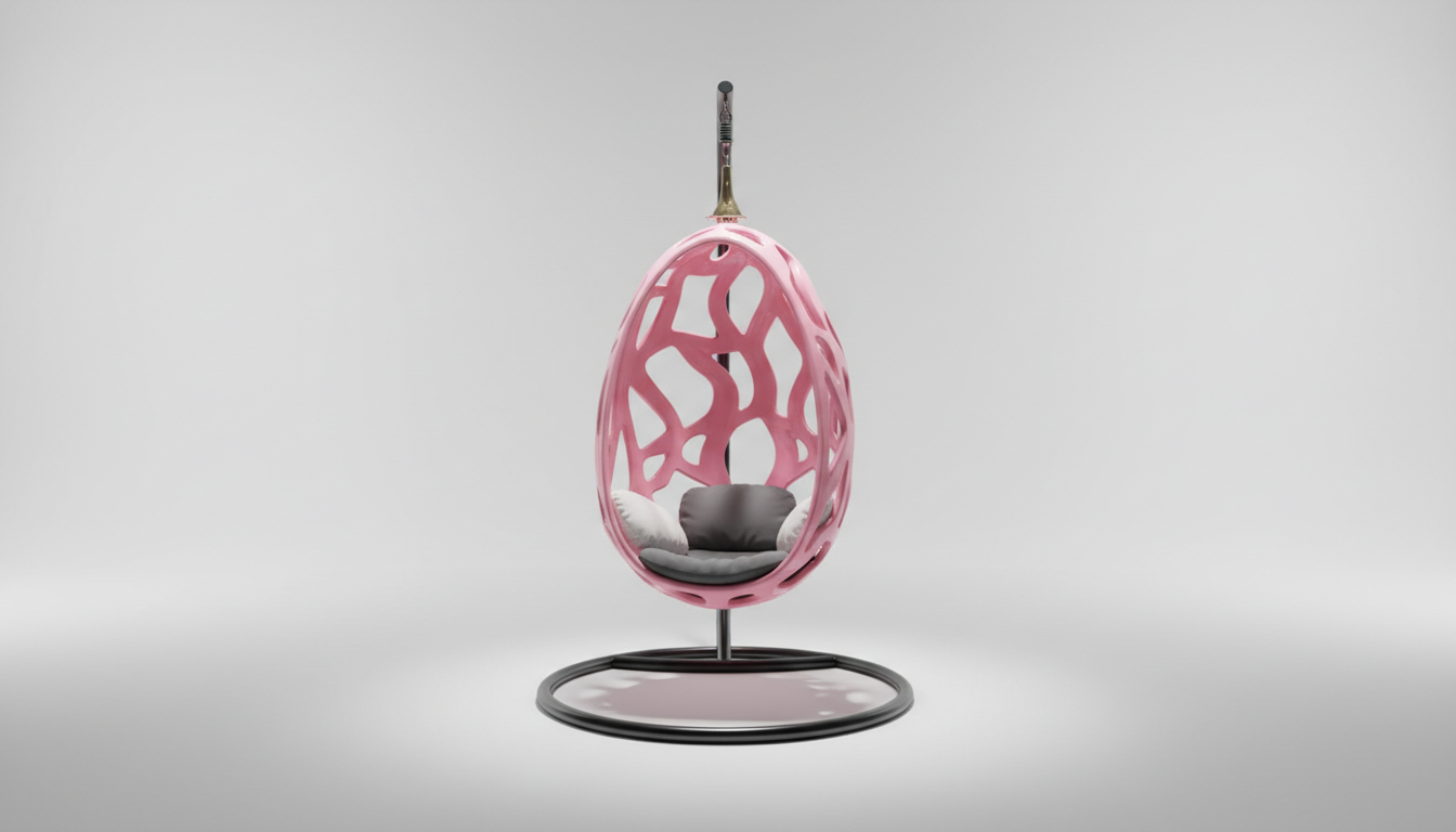 Fauteuil suspendu en résine ajourée rose corail – Galaxy