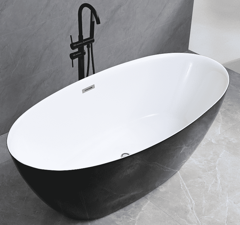 Baignoire îlot ovale en acrylique noir mat et blanc – Bicolore Bologna