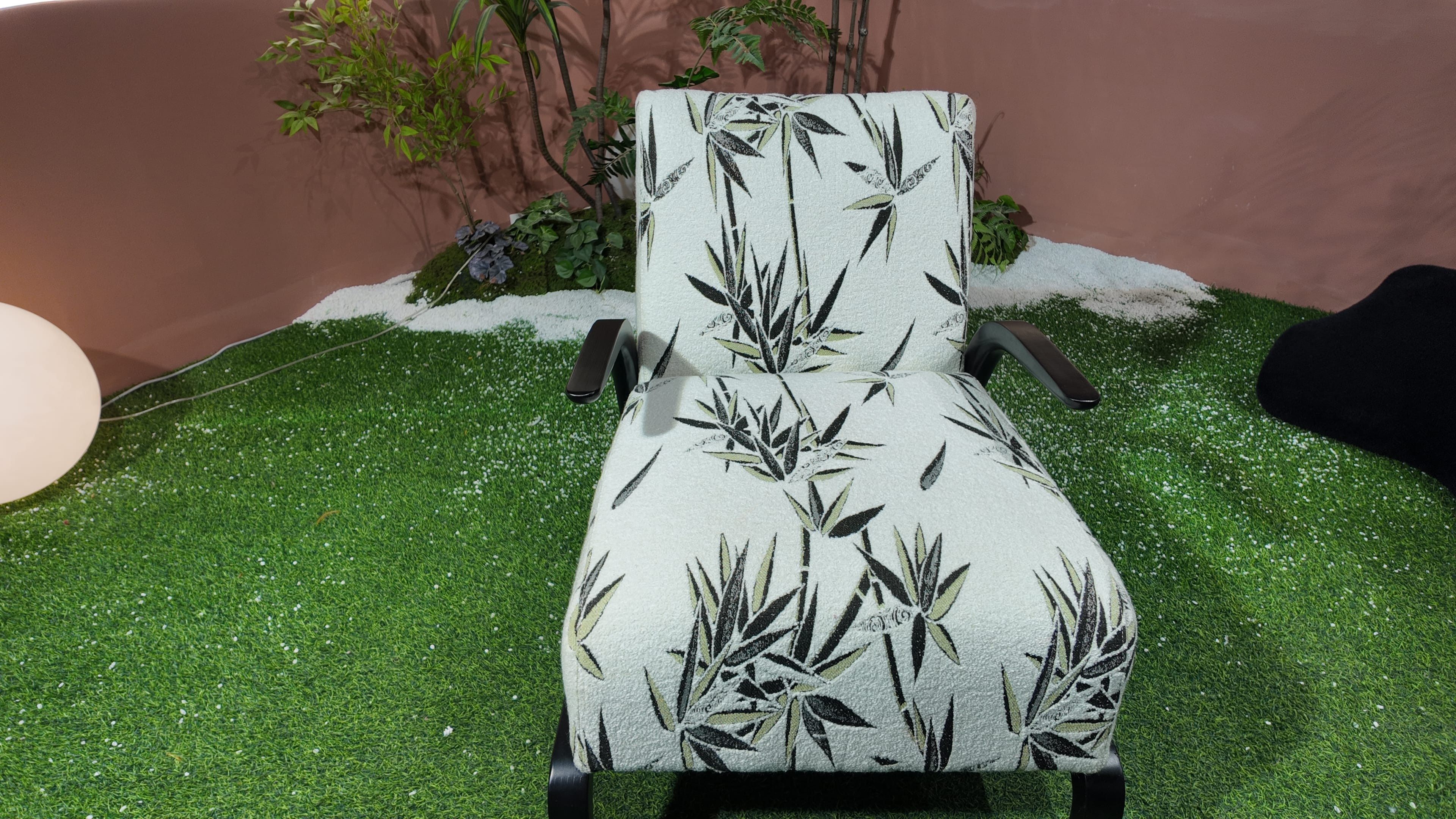 Fauteuil lounge en bouclette imprimé bambou – BAMBOU
