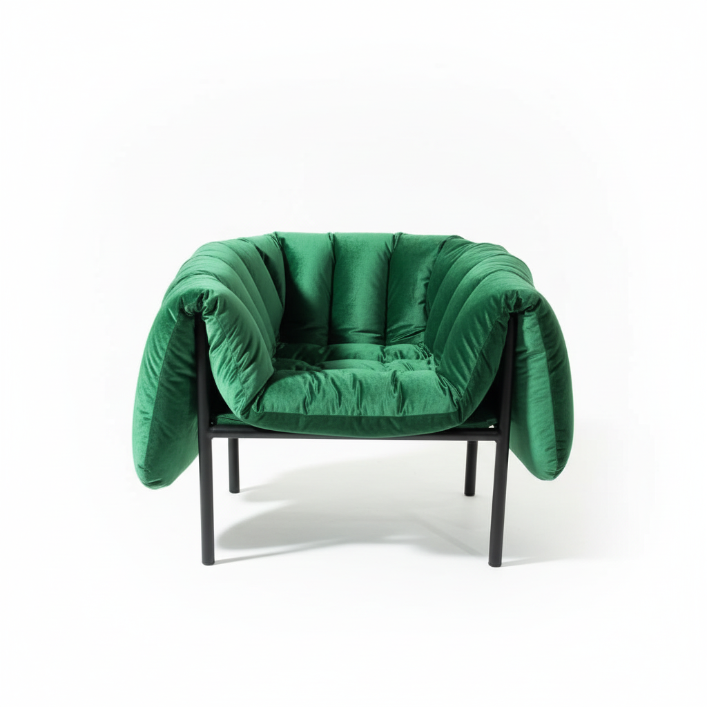 Fauteuil lounge en velours côtelé vert émeraude – Camaleonda