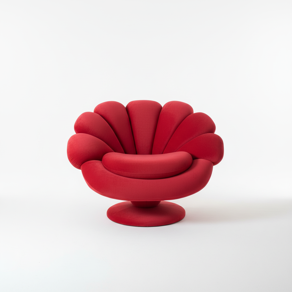 Fauteuil coquillage en velours rouge – Coquille Royale