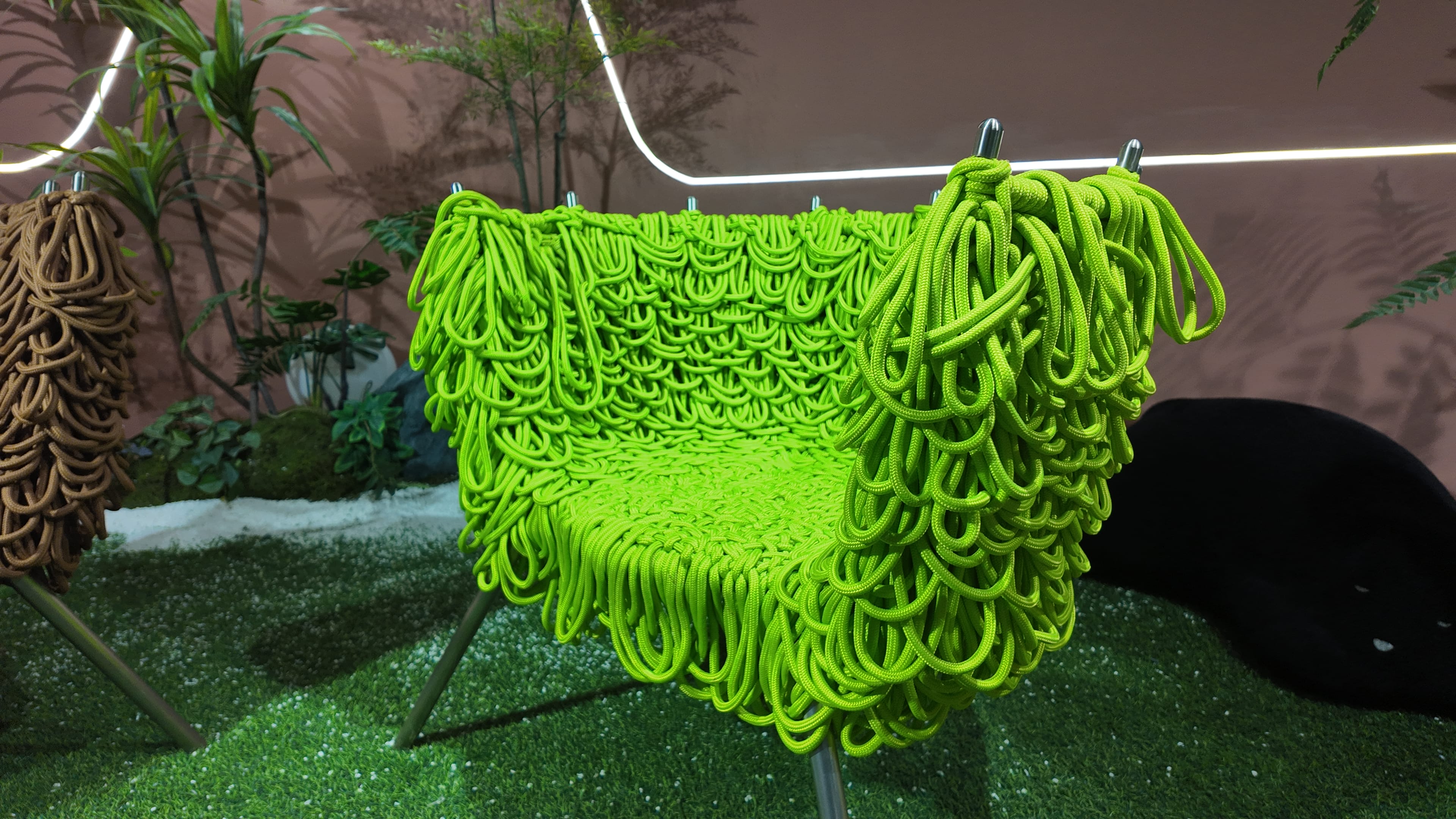 Fauteuil en corde tressée vert fluo – Twist Cord