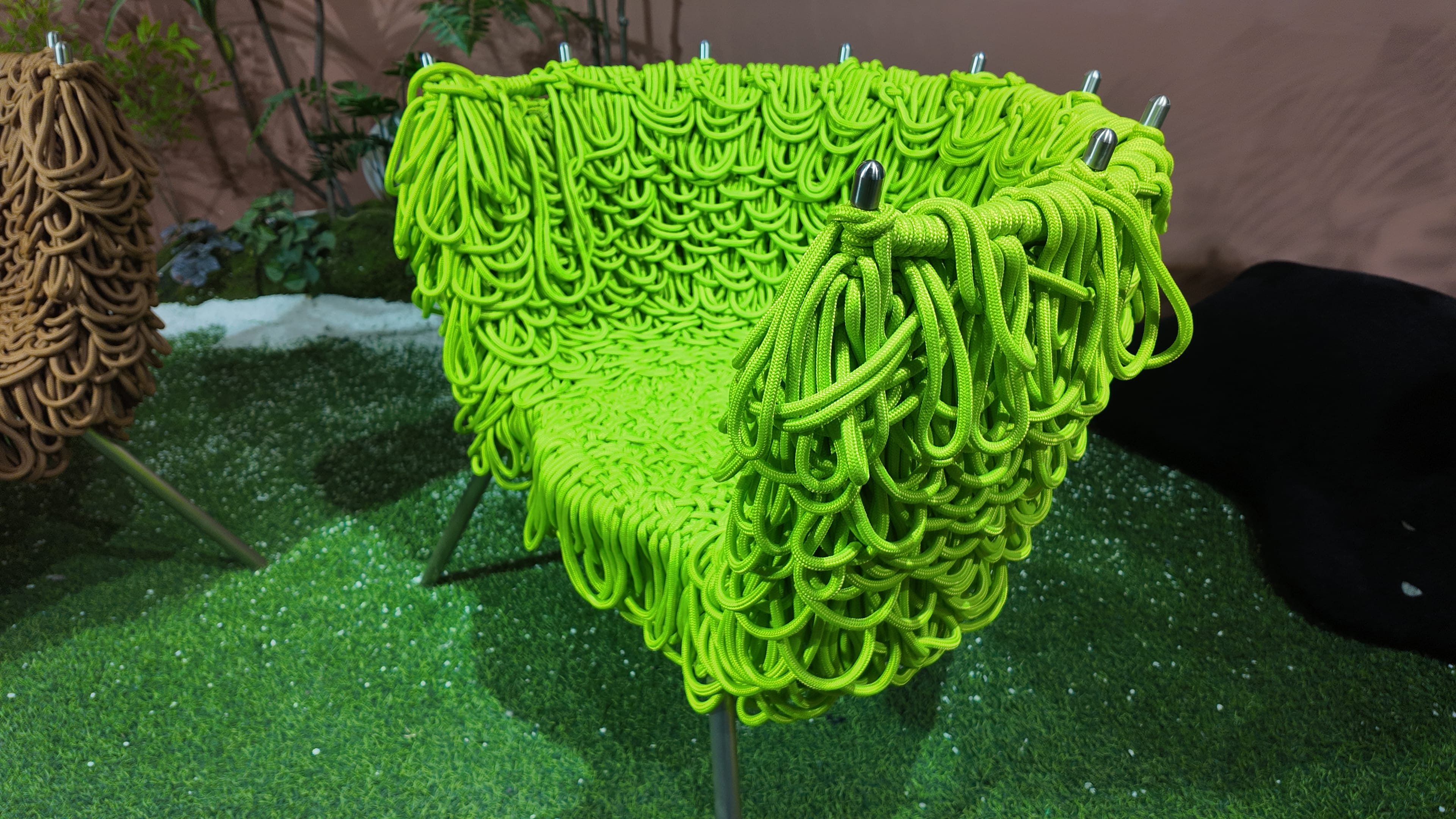 Fauteuil en corde tressée vert fluo – Twist Cord