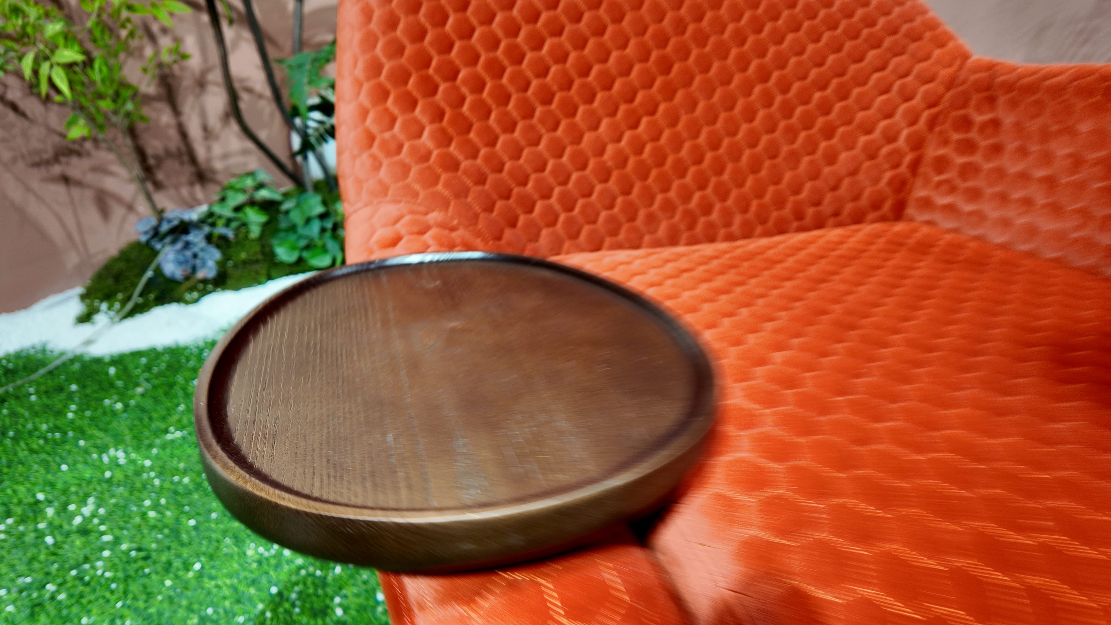 Fauteuil lounge en velours matelassé hexagonal orange terracotta – Hexa