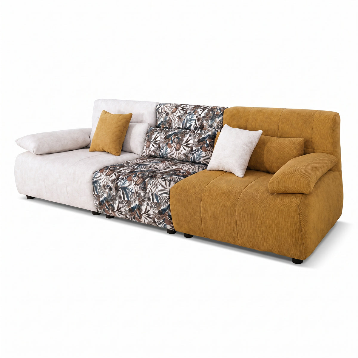 Canapé 3 Places Modulaire Multicolore et Tissu Texturé