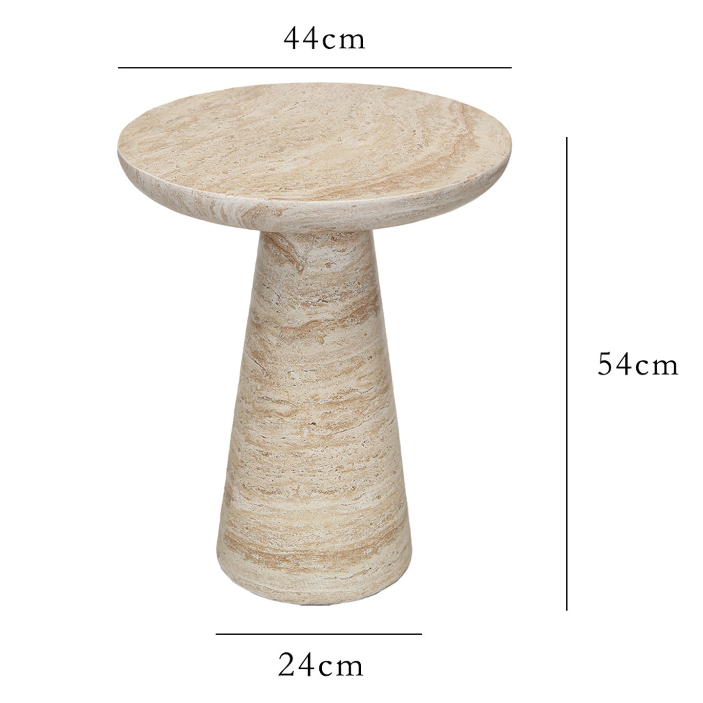 Table d'appoint effet travertin forme champignon – Nordic