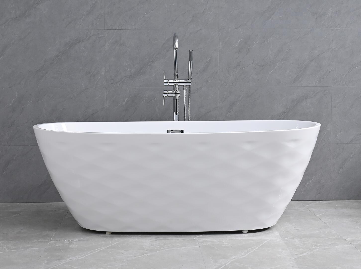 Baignoire îlot ovale en acrylique matelassé blanc – WA5054