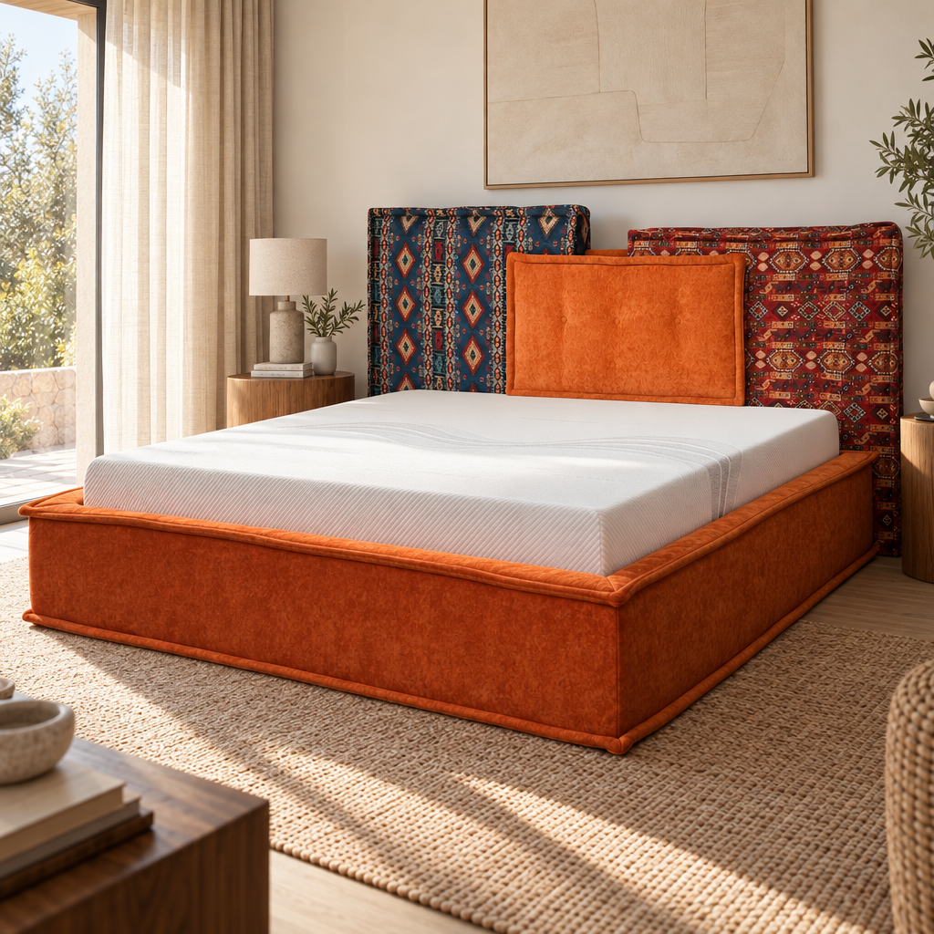 Lit double rembourré orange et motifs ethniques YS7013 — vue 4