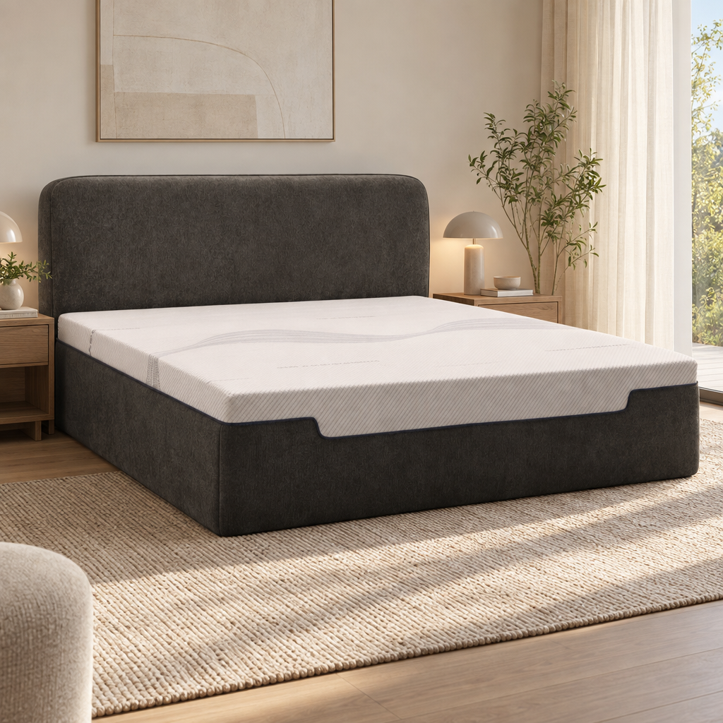 Lit double capitonné contemporain en tissu gris anthracite YS7019 — vue 2
