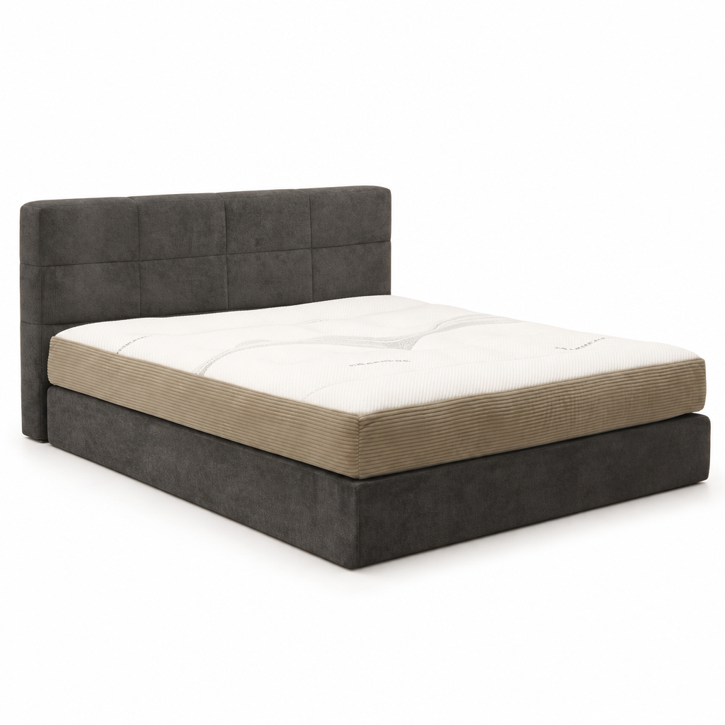 Lit double rembourré en tissu gris foncé YS7026 — vue 1
