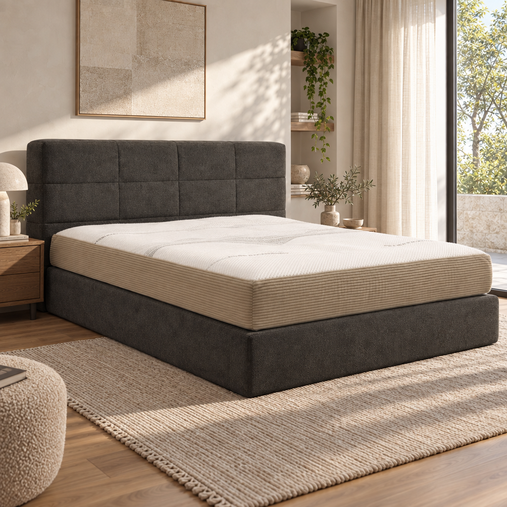 Lit double rembourré en tissu gris foncé YS7026 — vue 4