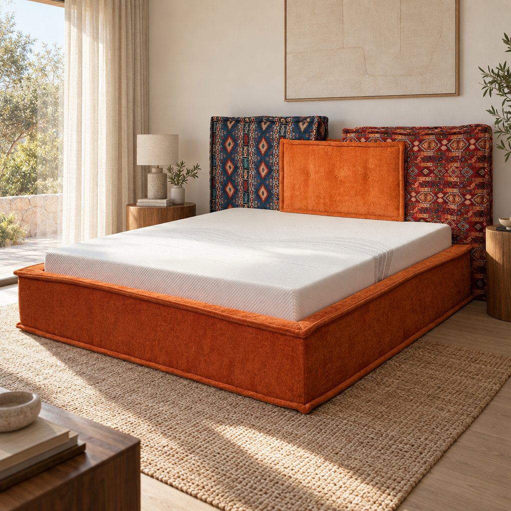 Lit double rembourré orange et motifs ethniques YS7013 — vue 2