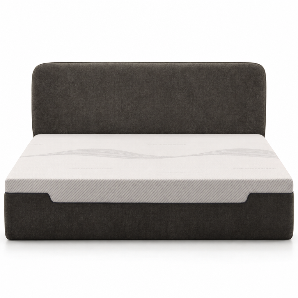 Lit double capitonné contemporain en tissu gris anthracite YS7019 — vue 1