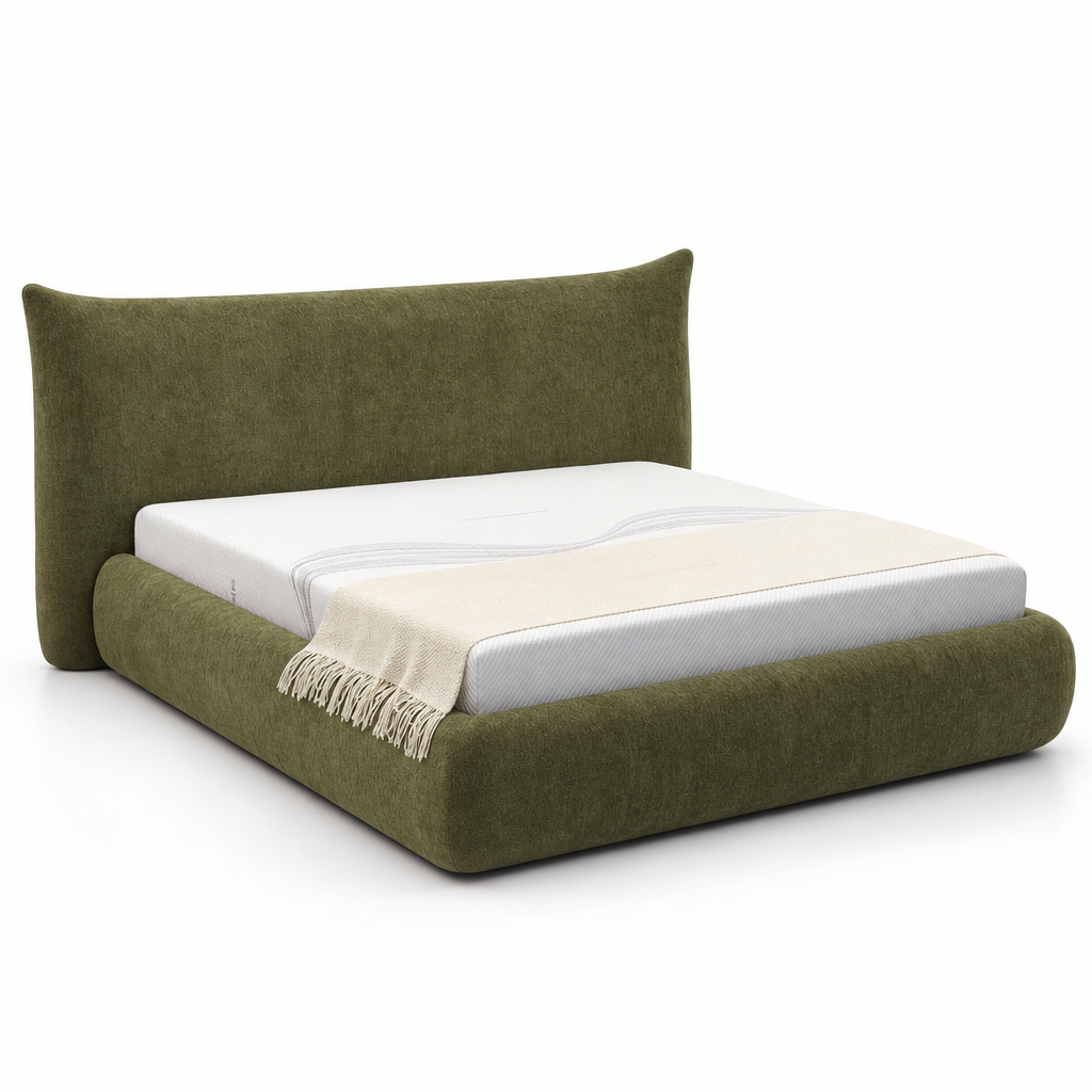 Lit rembourré contemporain en tissu vert olive YS7010 — vue 1