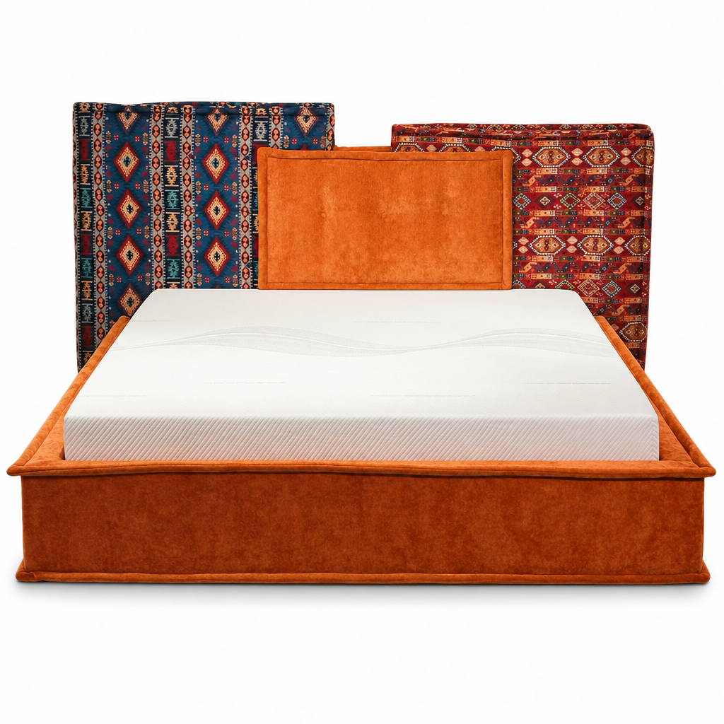 Lit double rembourré orange et motifs ethniques YS7013 — vue 1