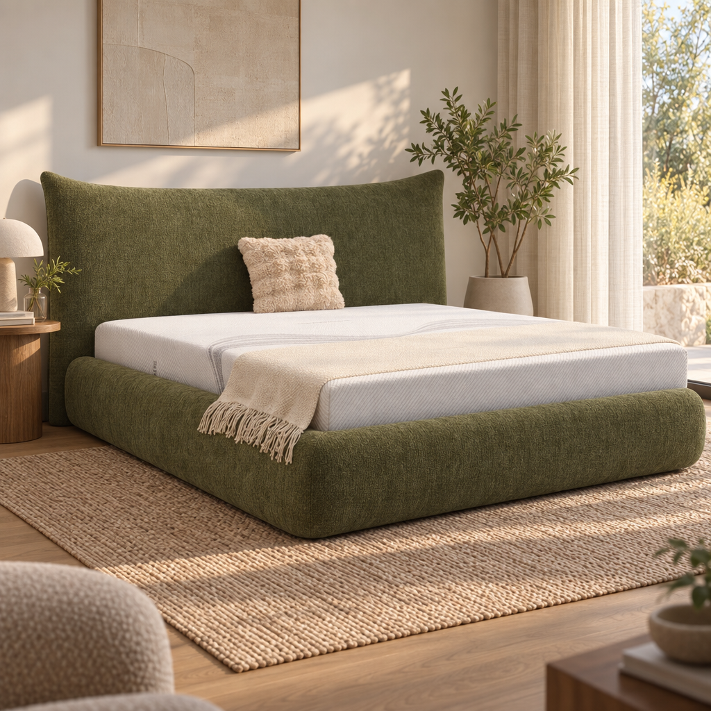 Lit rembourré contemporain en tissu vert olive YS7010 — vue 4