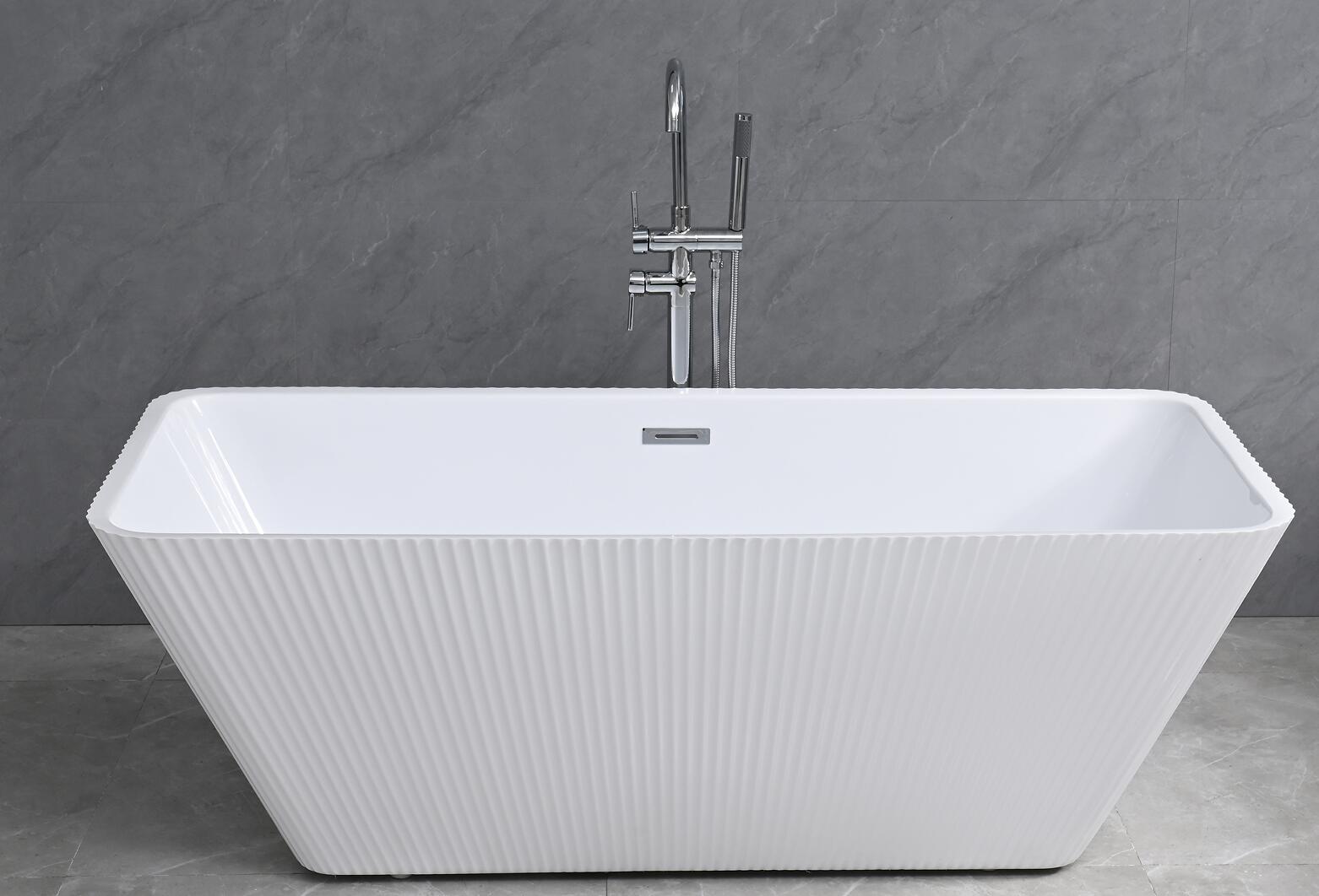 Baignoire îlot en acrylique strié blanc – Stripe