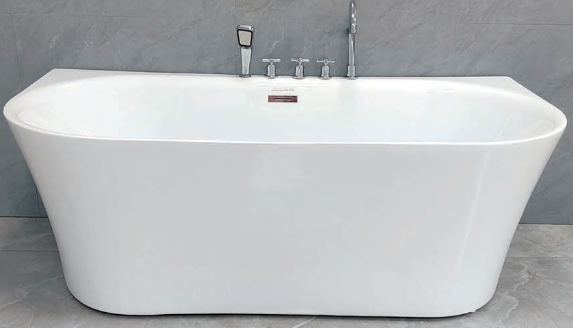 Baignoire îlot en acrylique blanc brillant à silhouette galbée